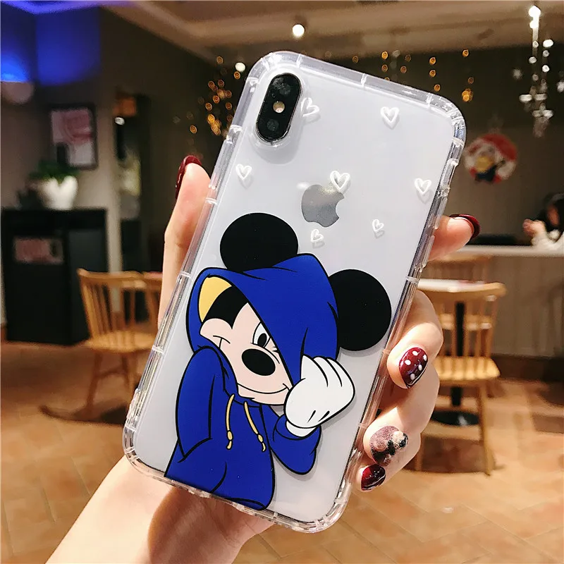 Mickey Blue Противоударные чехлы для телефонов с Микки и Минни Маус для iPhone 11 Pro X XR XS MAX, мягкая прозрачная задняя крышка из ТПУ для iPhone 6 6s 7 8 Plus - Цвет: Mickey Blue