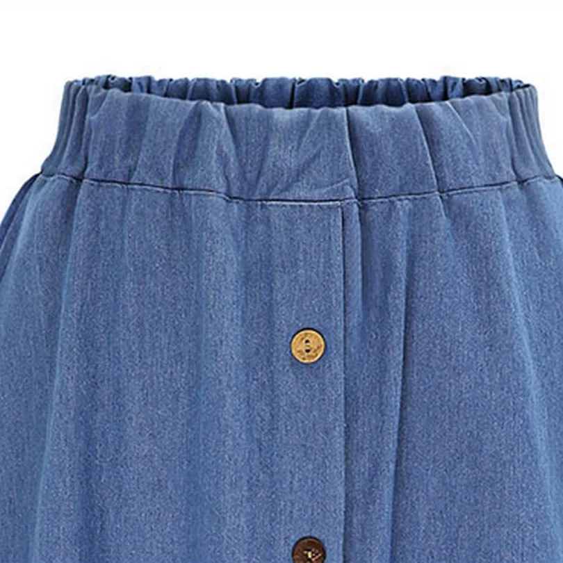 Женские джинсовые юбки в стиле ретро с высокой талией свободные однотонные