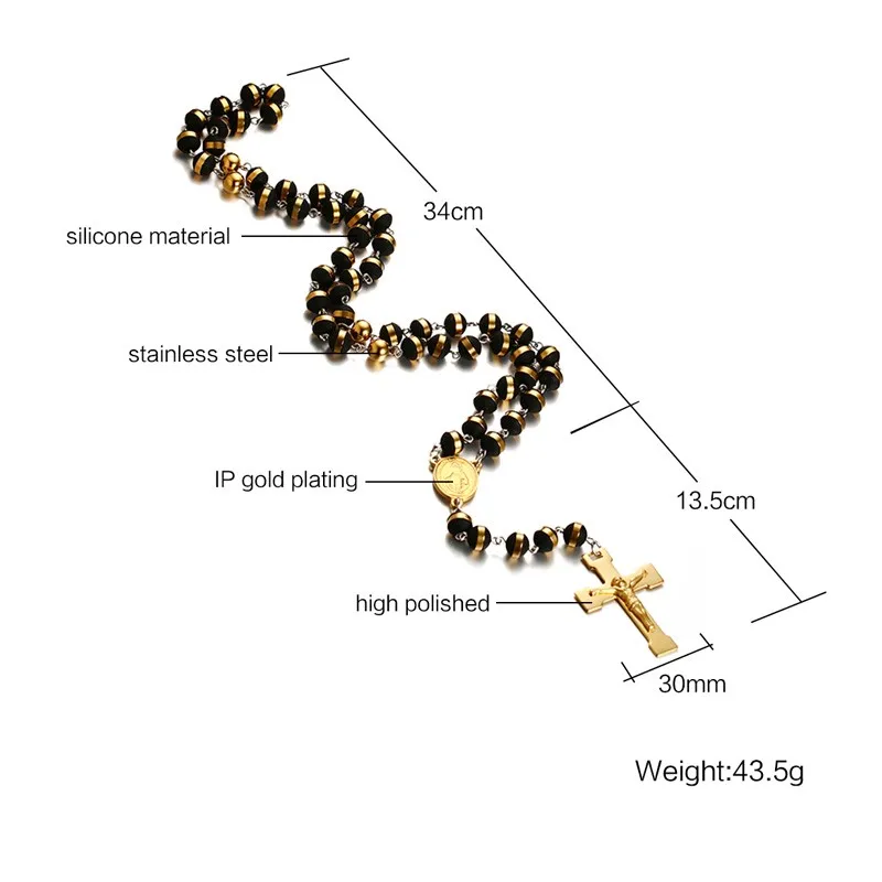 Мужская и женская резиновая подвеска из нержавеющей стали ожерелье золотого