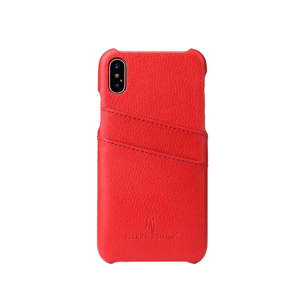 (Красный) Fierre Shann бренд личи шаблон из натуральной кожи чехол для iPhone X с карманом