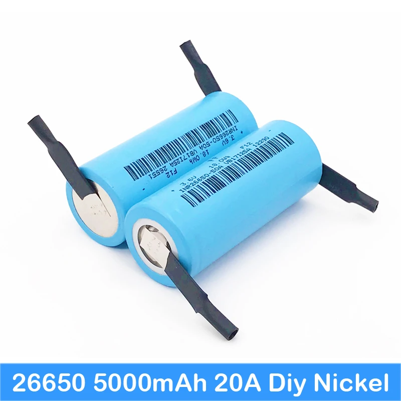 Батарея 26650 5000 мАч с DIY никель Новый Li-ion 3 7 v аккумуляторная батарея для фонарика 20A