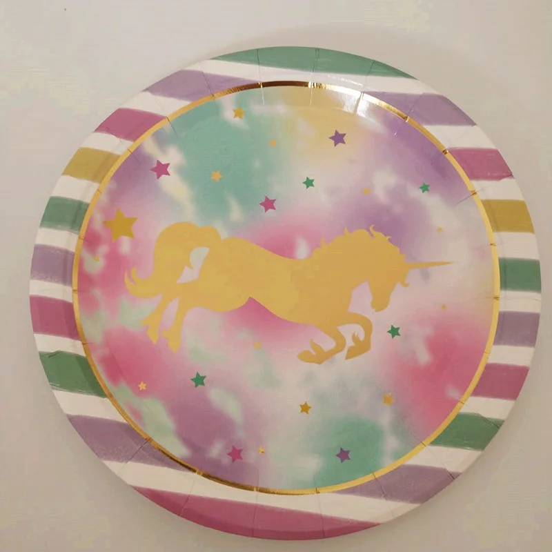 6 шт./лот Единорог Золотой одноразовая посуда набор одежда для свадьбы дня