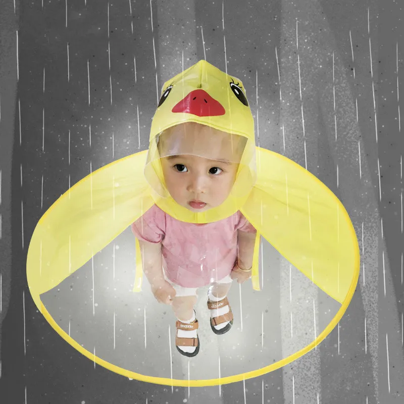 1 шт. милый маленький дождевик с желтой уткой детский пончо водонепроницаемый - Фото №1