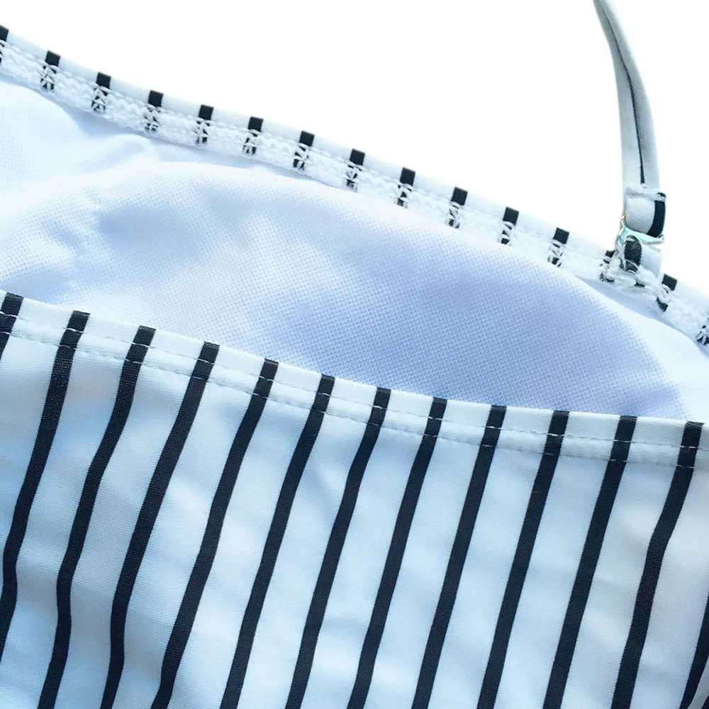 ZAFUL в полоску с открытыми плечами комплект бикини 2017 ванный Бикини Для женщин