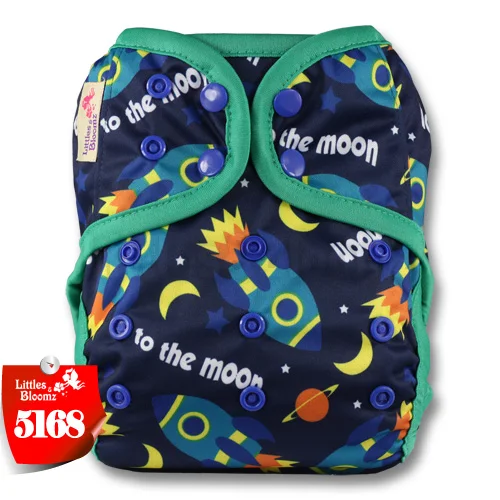 [Littles&Bloomz] детские подгузники одного размера, многоразовые тканевые цветные подгузники, водонепроницаемая упаковка для использования с плоскими или встроенными подгузниками - Цвет: 5168