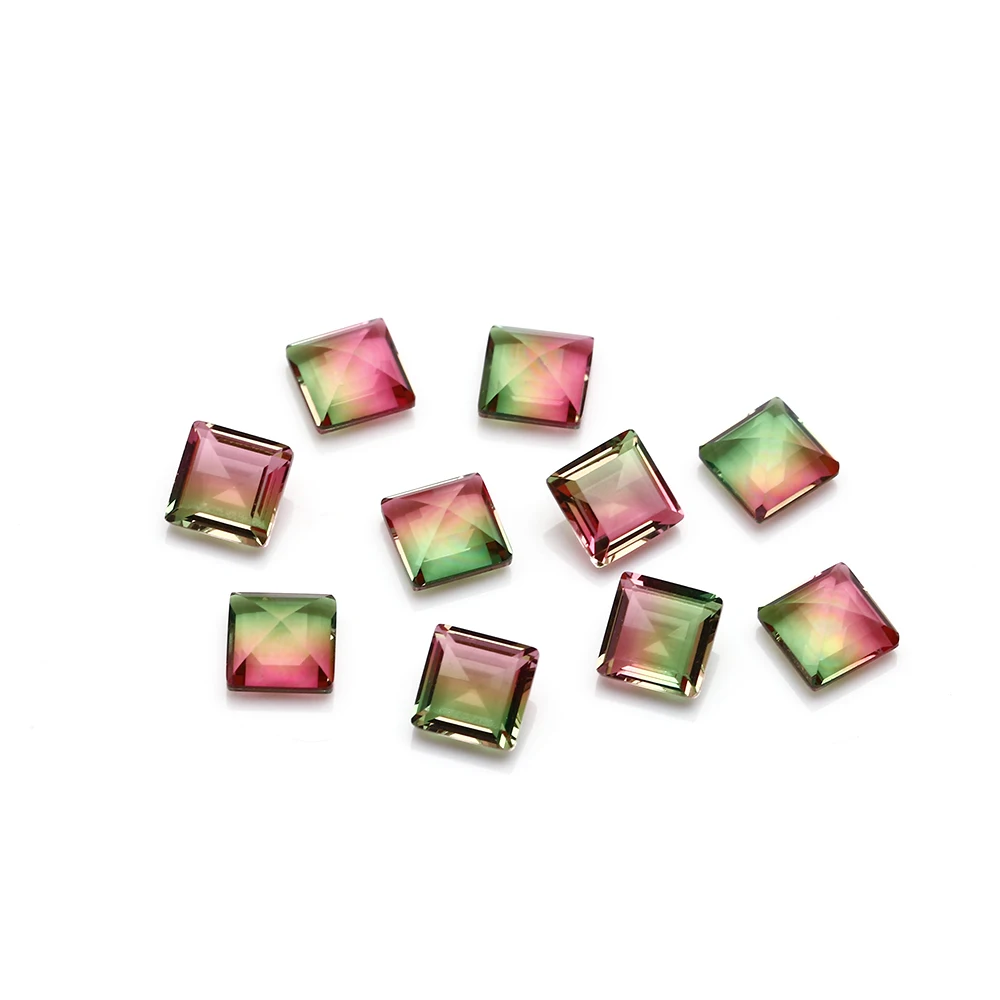 GUYINKU Square 5x5мм Двусторонняя резка Турмалин охлаждение драгоценный камень DIY