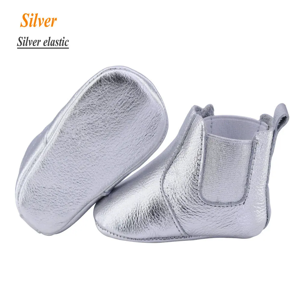 shine silver leather Модные детские сапоги для осень/зима детская обувь девочек Теплые детские пинетки детские мокасины; первые шаги мальчиков schoenen - Цвет: shine silver leather