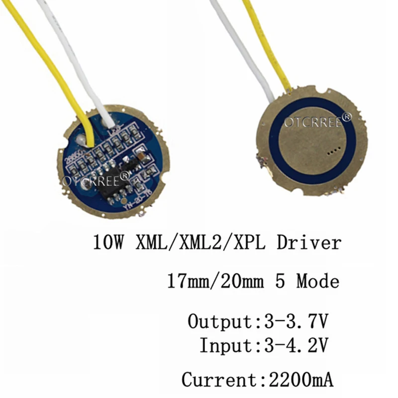 5 шт. cree xml светодиодный xml2 светодиодный T6 U2 драйвер 17 мм 2,7-4,2 в 2A 5-режим Светодиодный драйвер для CREE XML светодиодный излучатель