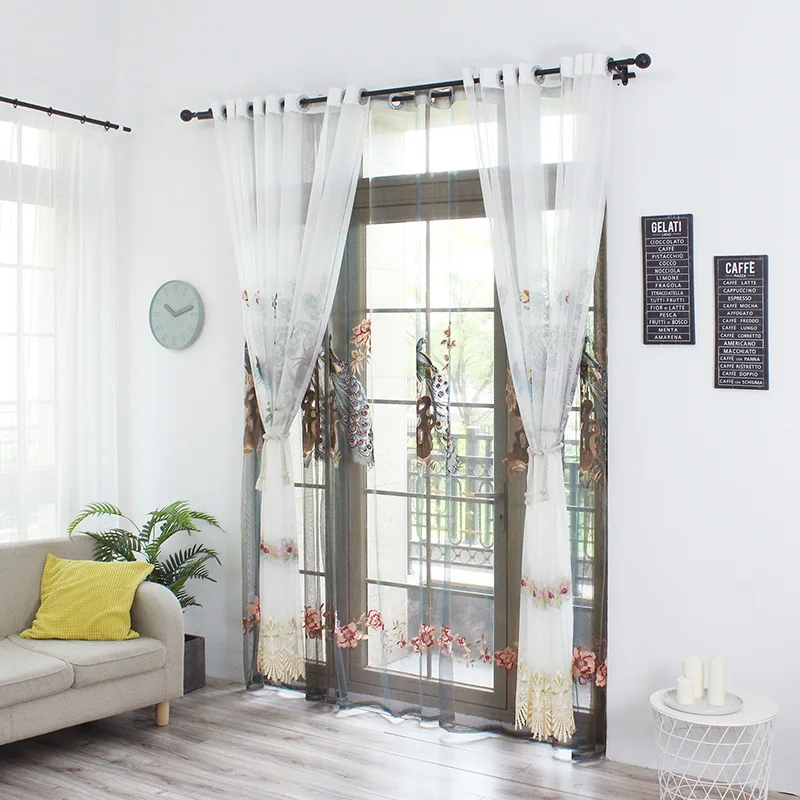 Классический китайский стиль павлин феникс вышитые окна пряжа спальня гостиная