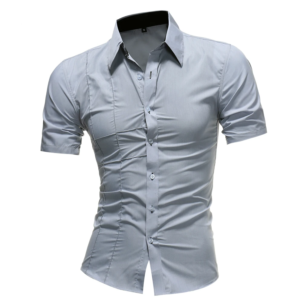Бренд 2018 Новый Дракон печати Мужская конструктор Военная Slim Fit платье рубашка
