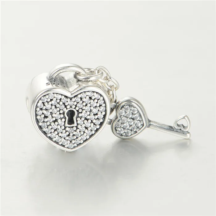 Совместим с Европейский Чарм-браслет 100% 925 стерлингового серебра замок любви