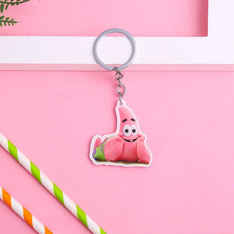 Patrick Star Милые брелки с изображением Губки Боба для женщин, Патрик, звезда, осьминог, краб, сумка для девочек, подвеска, акриловая фигура, Очаровательные Брелки, ювелирные изделия - Цвет: Patrick Star
