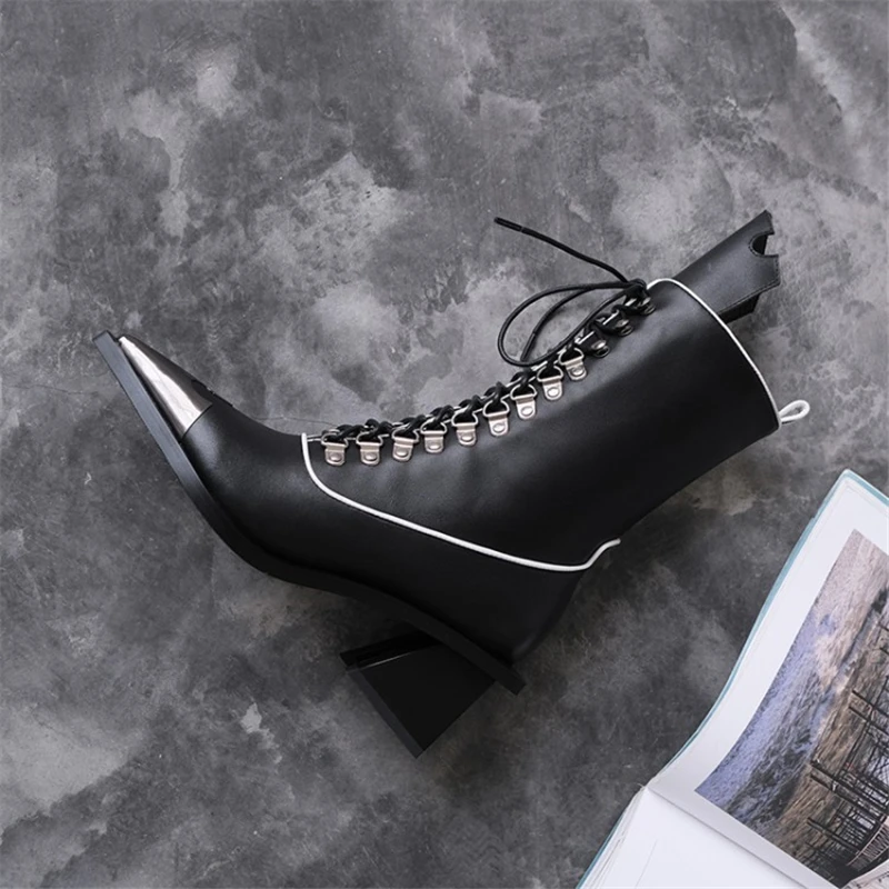 LFFZ/модные высокие ботинки женские повседневные из натуральной кожи на высоком