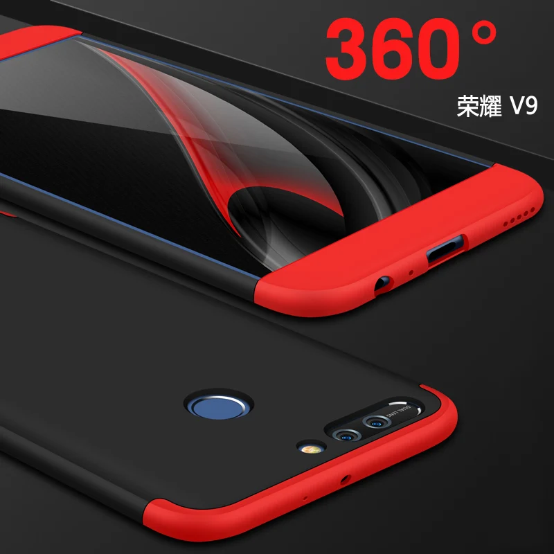 Для huawei honor 8 PRO Чехол для huawei honor V9 чехол PC матовый Роскошный 360 Защитный чехол для huawei honor 8 pro V9 бампер чехол - Цвет: Red Black