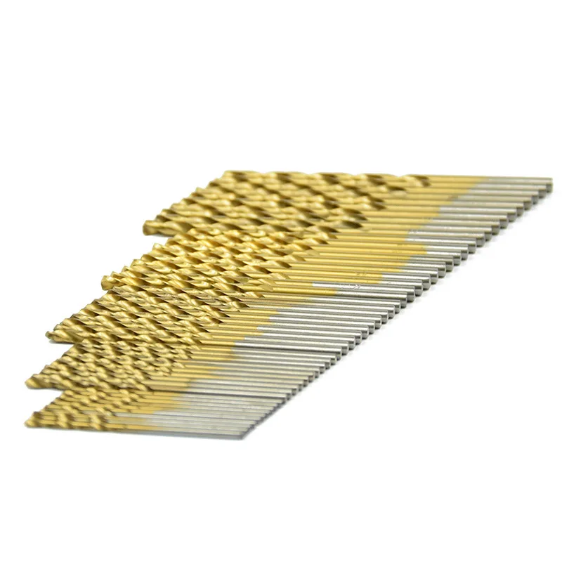 50PCs 1/1.5/2.0/2.5/3mmTitanium Coated HSS Drill Bit Tungsten Carbide Twist Power for Woodworking Tool Set | Инструменты