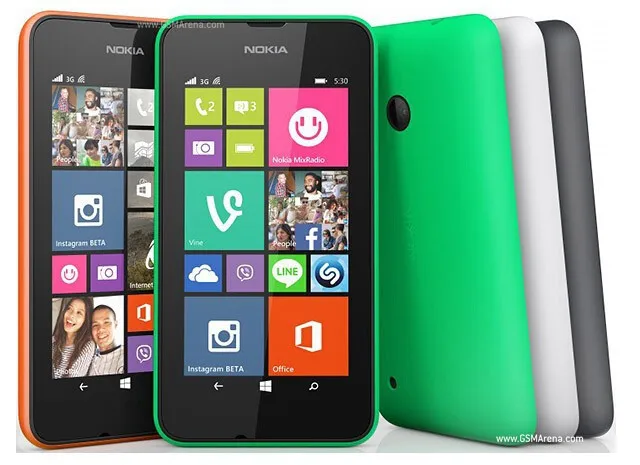 Nokia Lumia 530,, Windows Phone 8,1, 4,0 дюйма, четырехъядерный процессор, две sim-карты, 4 Гб rom, 5Мп камера, 3g, WCDMA, Wifi, gps, отремонтированный
