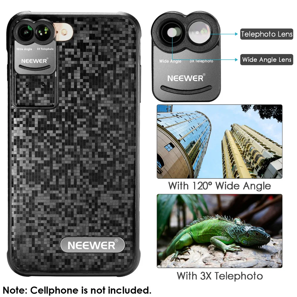Комплект объективов Neewer для iPhone 7 Plus 2 в 1 комплект зажимов камеры сотового