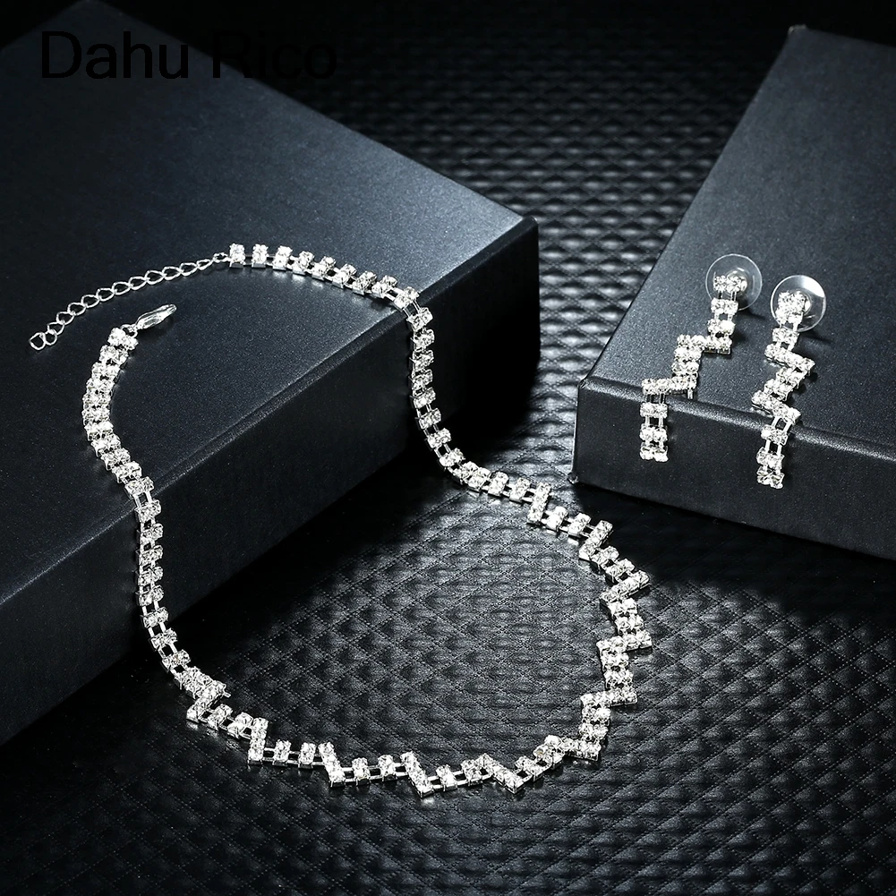 Серебряный цвет viennois colgantes ohrringe bijoux femme ensemble godki jewelry Dahu Rico Свадебный комплект