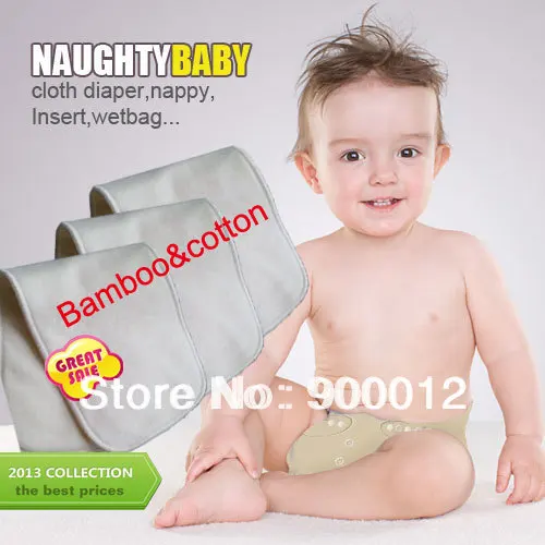 NaughtyBaby Bamboo&cotton 50pcs 4 Layers Are Pure Bamboo Organic Cotton Baby Pads High Quality Organic Nappy insert