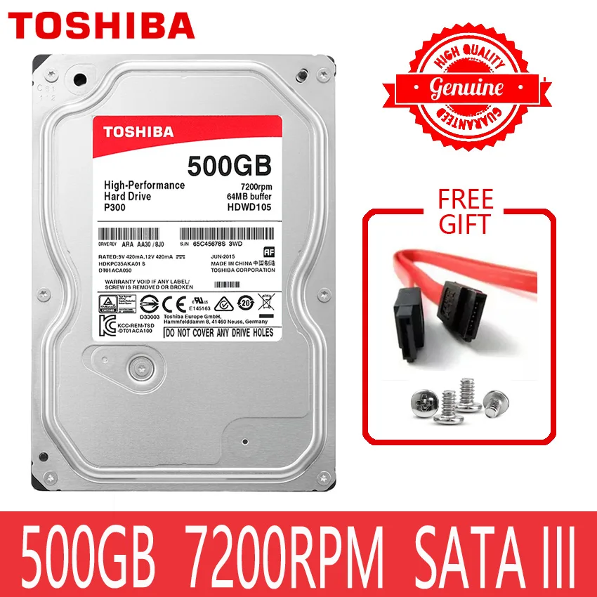Внутренний жесткий диск TOSHIBA 500G 500 Гб HD 7200 об/мин 64M 3 5 &quotSATA для настольного ПК|hard