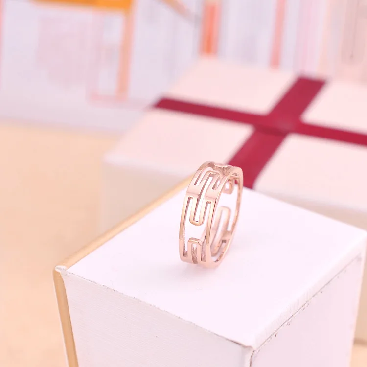Fashion Jewelry Openwork Square Rose Gold Titanium Steel Ring love rings for women gift | Украшения и аксессуары