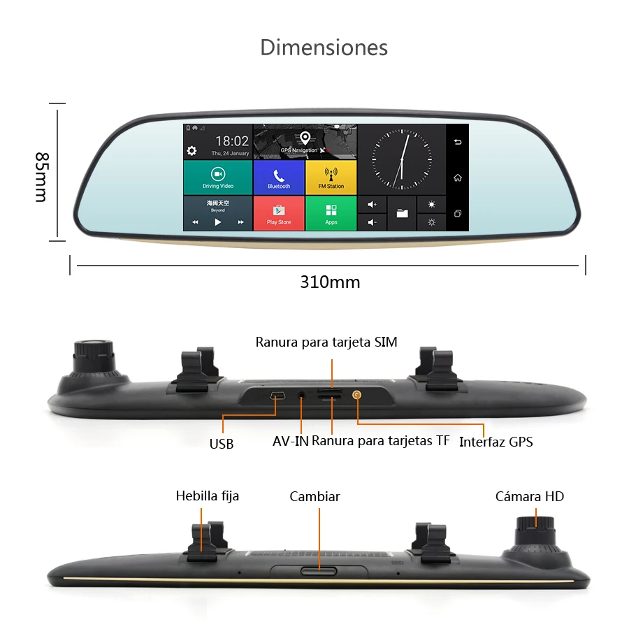Junsun 6.86 &quotAndroid 5.0 Видеорегистраторы для автомобилей GPS навигации 3G Зеркало заднего