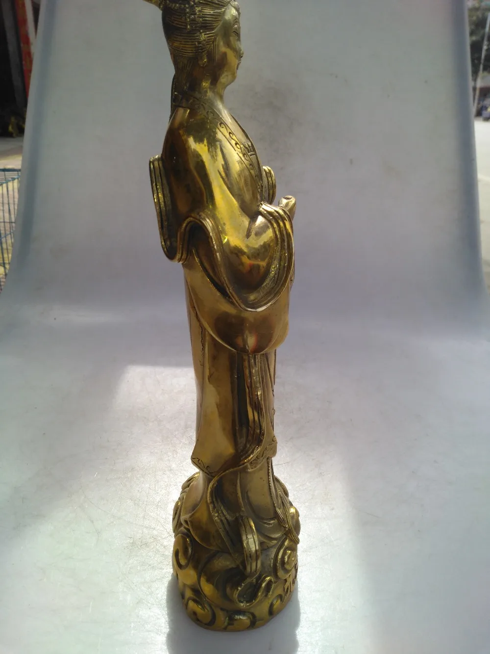 Chinese hand carved brass nine day mysterious female sculpture art collection | Дом и сад