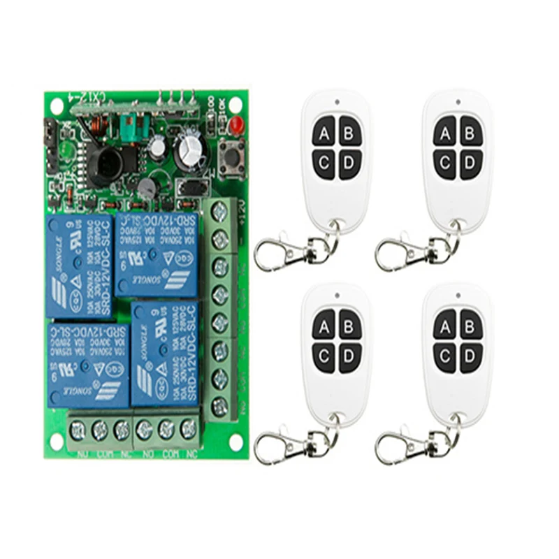 DC12V 24V 4CH 4 CH Беспроводной RF пульт дистанционного управления выключатель света 10A