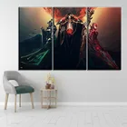 Настенные декоративные уникальный Ainz Ooal платье и демон вампирский плакат комплект из 3 предметов персонаж аниме Overlord холст HD печати Модульная картина живопись