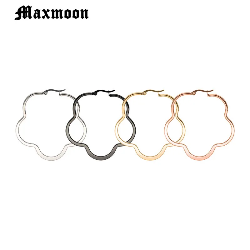 Серьги кольца Maxmoon из нержавеющей стали большие ювелирные украшения с цветком