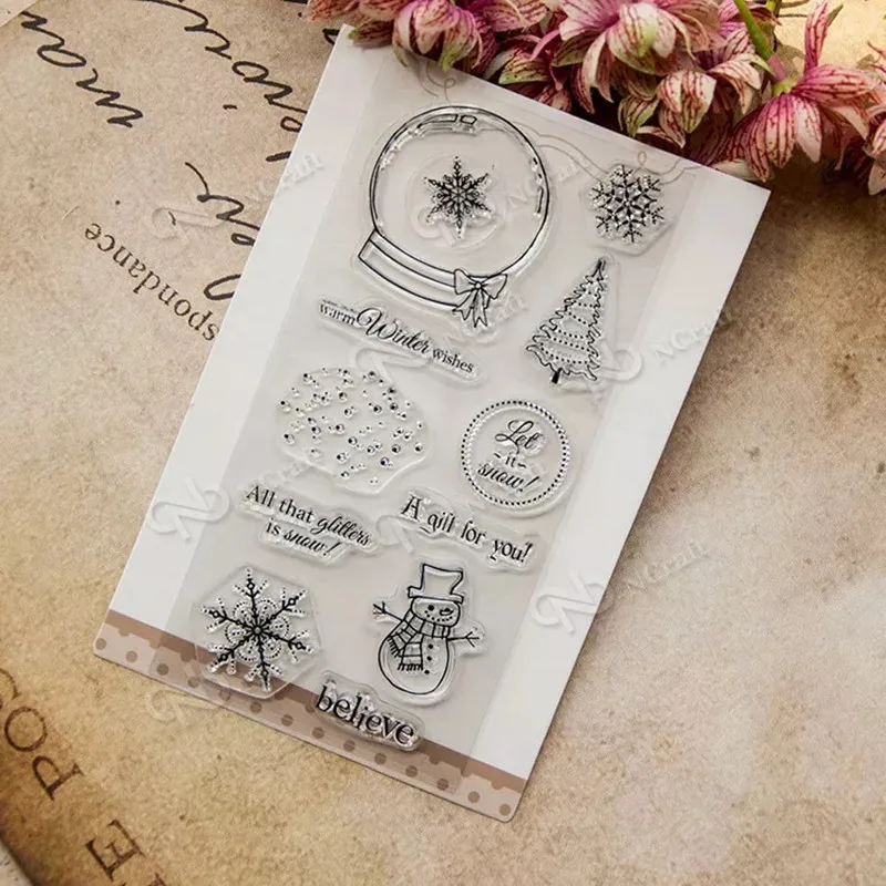 Рождественская елка/Снеговик прозрачные силиконовые штампы для скрапбукинга