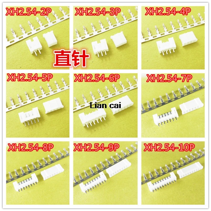 

50sets JST XH2.54 2/3/4/5/6/78/9/10-Pin Connector Plug (Male,Female,Crimps)