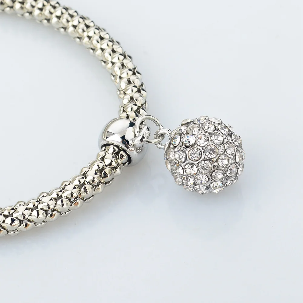 3Pcs Elastic Chain Gold Bracelets For Women 2019 Fashion Jewellery Crystal Ball Pendant Charm Pulseria SBR150181 | Украшения и