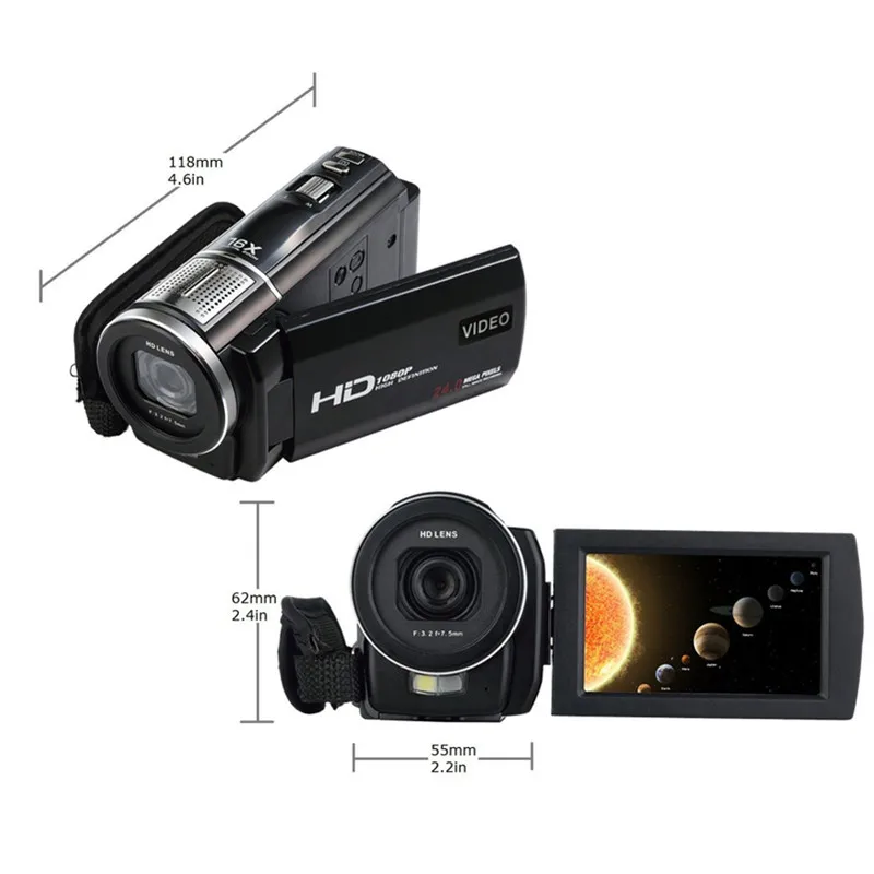 24MP 16X широкоугольный объектив цифровой видео Камера видеокамера 3 &quotСенсорный