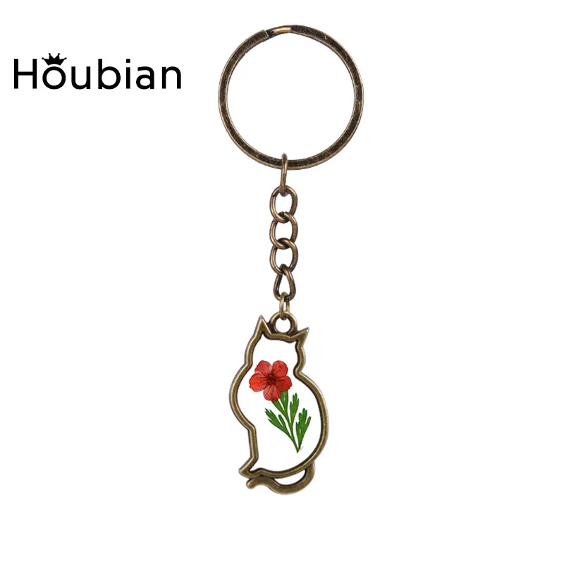 2017 Модный милый брелок Котенок стеклянный высушенный цветок популярный для
