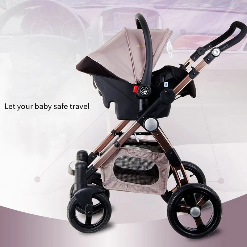 3 в 1 детская коляска прогулочная складной для новорожденных отделанная