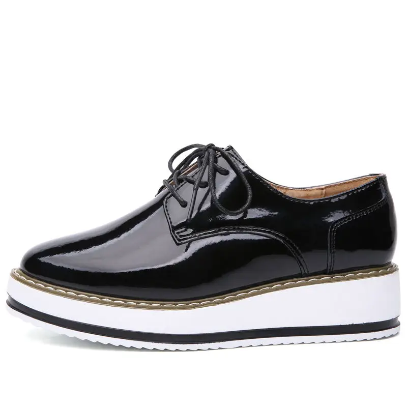 LAISUMK/весенние кожаные женские туфли на плоской платформе броги Винтажная обувь