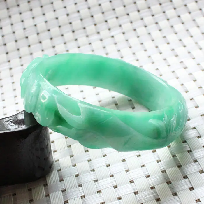 1153 китайский ручной резной изумрудно-зеленый каменный камень браслет из