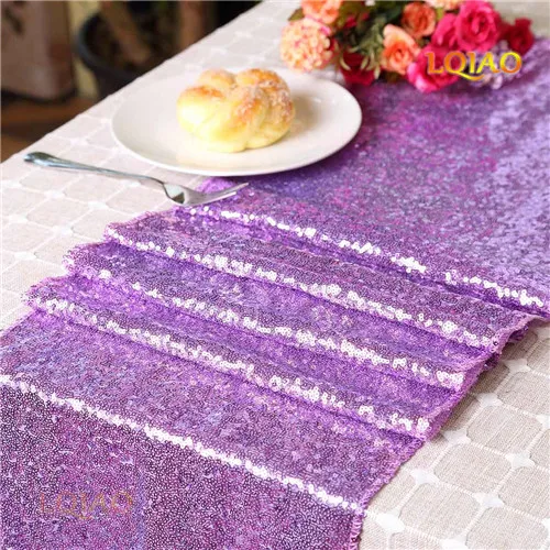 12x108inch-высокое качество со сверкающими блестками настольная дорожка украшение для дома вечерние Свадебный Рождественский Декор 19 цветов - Цвет: Lavender