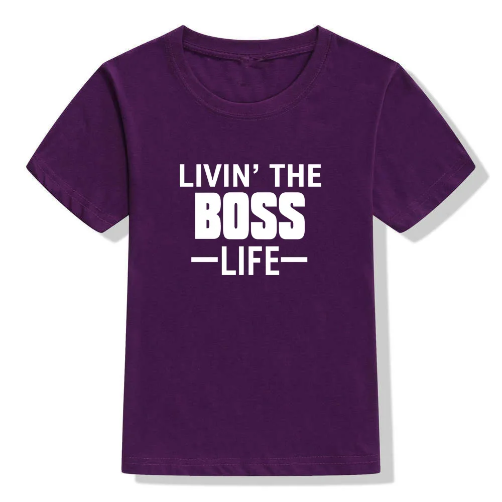 Livin The Boss Life/футболка для малышей Забавная детская футболка для маленьких мальчиков и девочек, футболка с короткими рукавами и буквенным принтом топы, Camiseta Del Bebe - Цвет: 47C5-KSTPP-