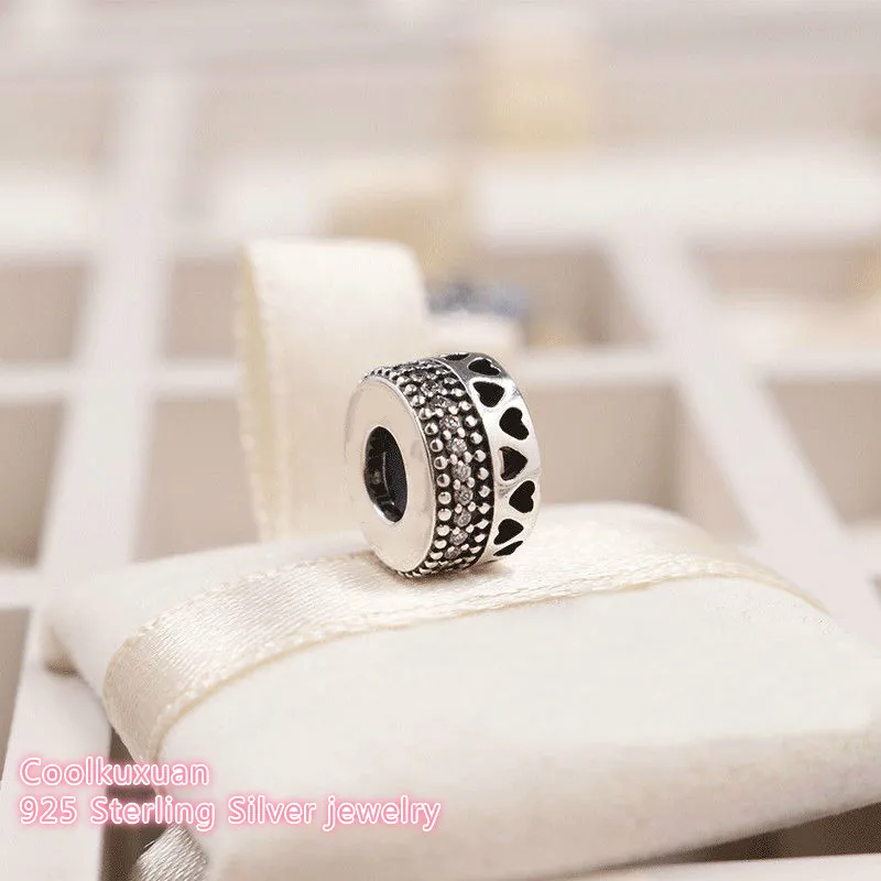 Осень 100% Стерлинговое Серебро 925 пробы фианиты в форме сердца подходят для