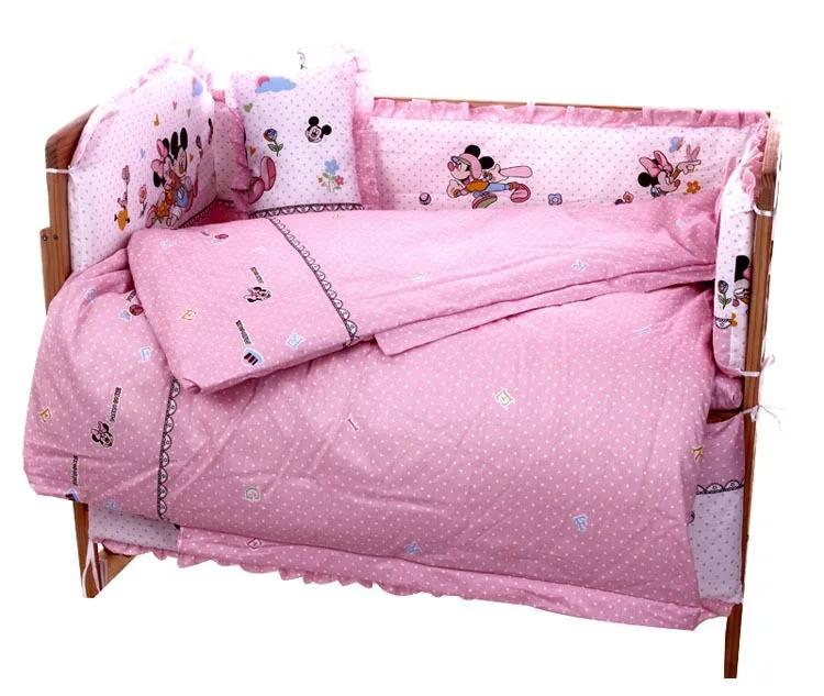 

Promotion! 7PCS crib bedding sets with filler,Crib Set baby bedding sets 100% cotton (4bumper+matress+pillow+duvet)