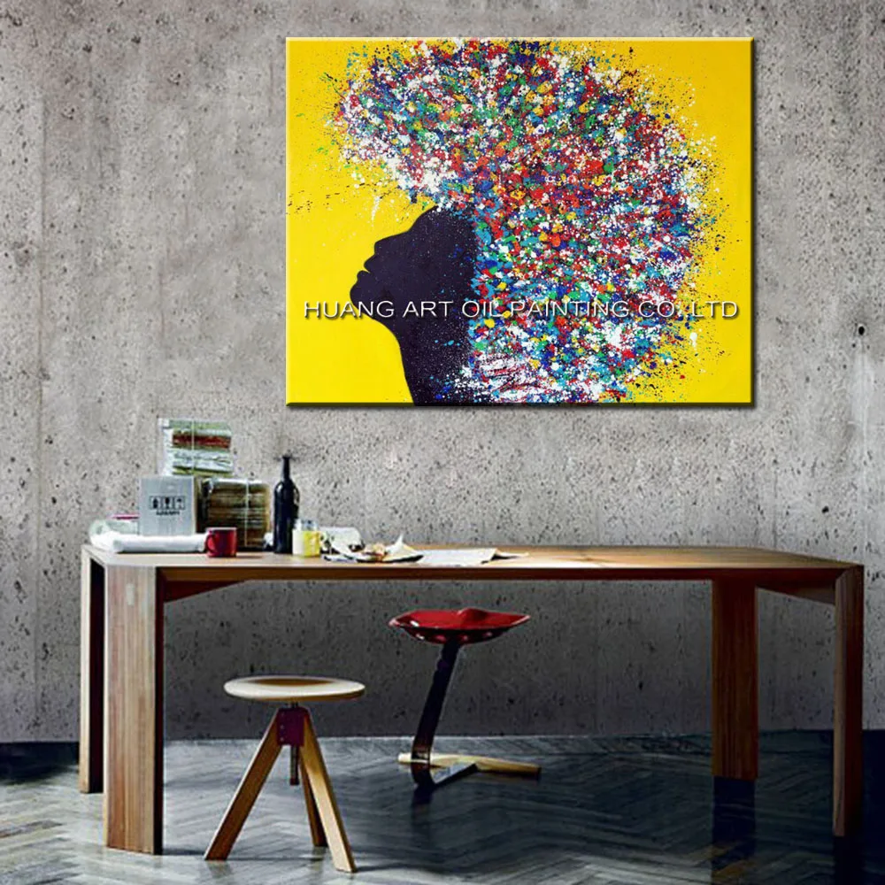 Художественная абстрактная фигурка ручной работы желтая картина маслом для