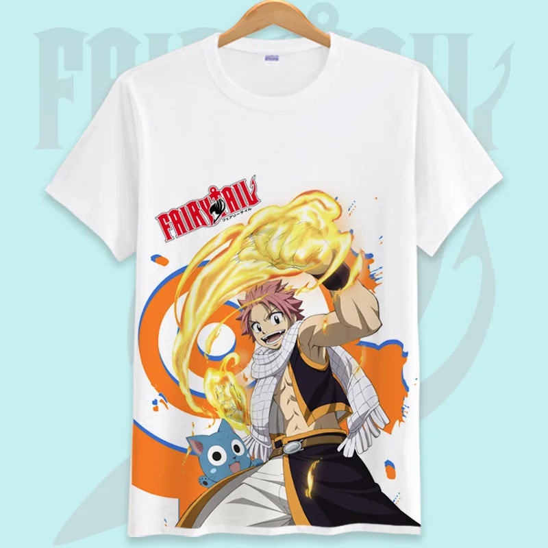Fairy Tail печатная Мужская футболка из хлопка Одежда с овальным вырезом Футболки