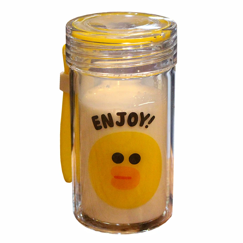 Новые очки студенты портативный двойной слой изоляции бутылка воды Прозрачный