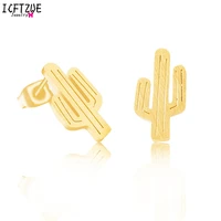 10pairs jewelry colour pendientes brinco desert cactus stainless steel stud earring for women girls christmas gifts