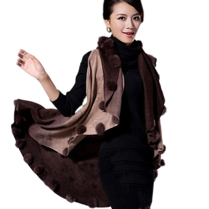 Новинка осень зима пальто с кроличьим мехом женский кардиган цвета хаки вязаный