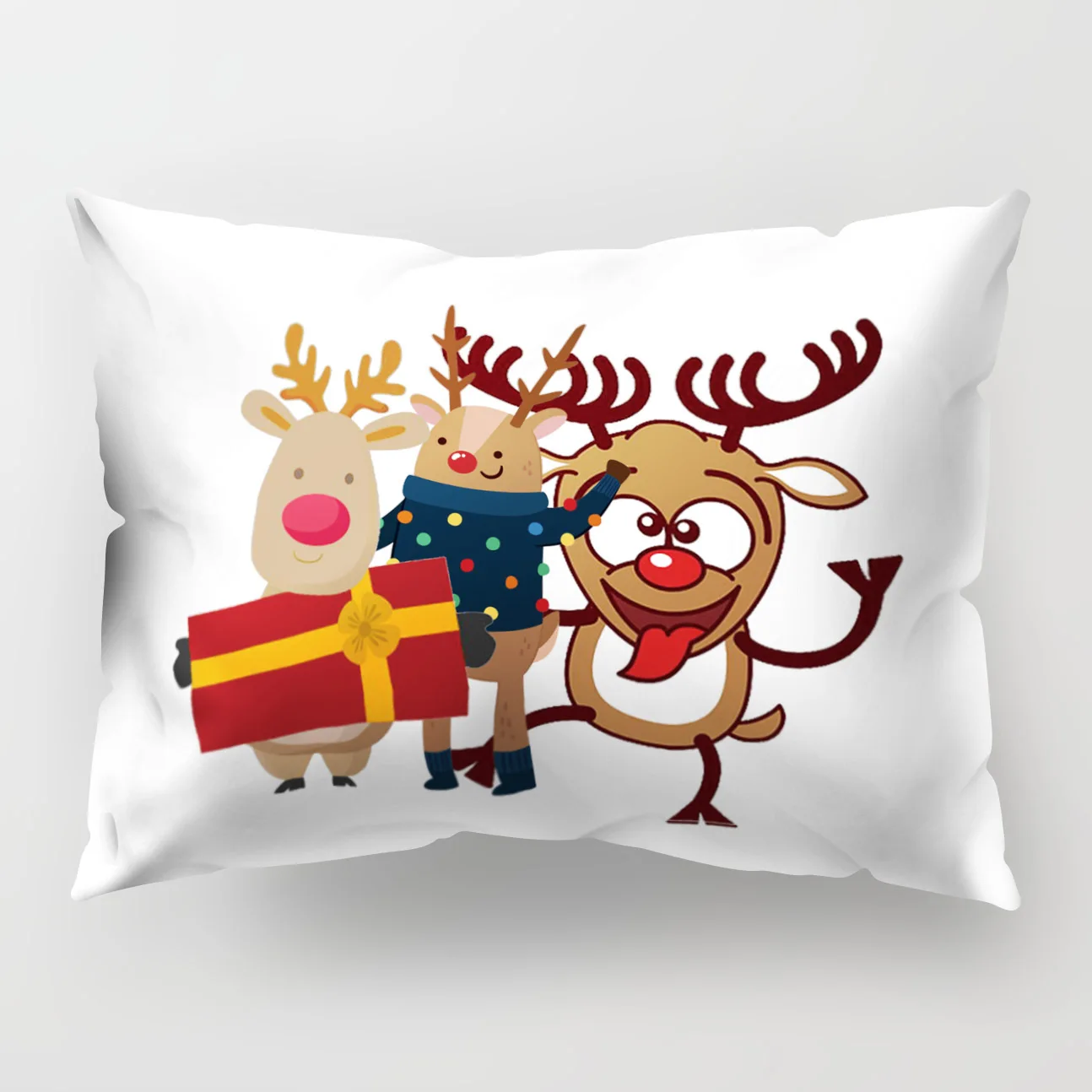 21 Nordic style Christmas Elk pattern polyester printed pillow cover Home cushion cover rectangular 50x30cm chair lumbar pillowcase - Цвет: 21
