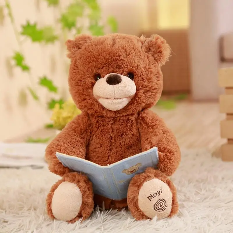 Шоколад 1 шт. 30 см Peek a boo Story time Медвежонок прекрасный мягкий наполнитель электрические игрушки плюшевый медведь образовательная Интерактивная Детская подарок на день рождения - Цвет: Шоколад
