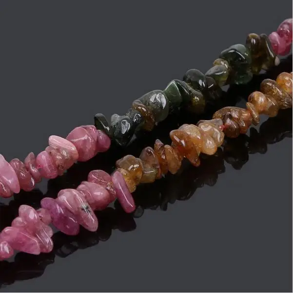 Цветные турмалиновые гравийные бусины NiceBeads 5-8 мм с натуральным кристаллом для